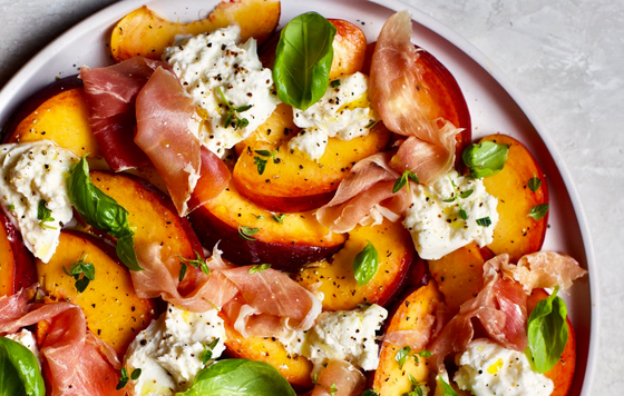 Peach, Burrata & Prosciutto Salad